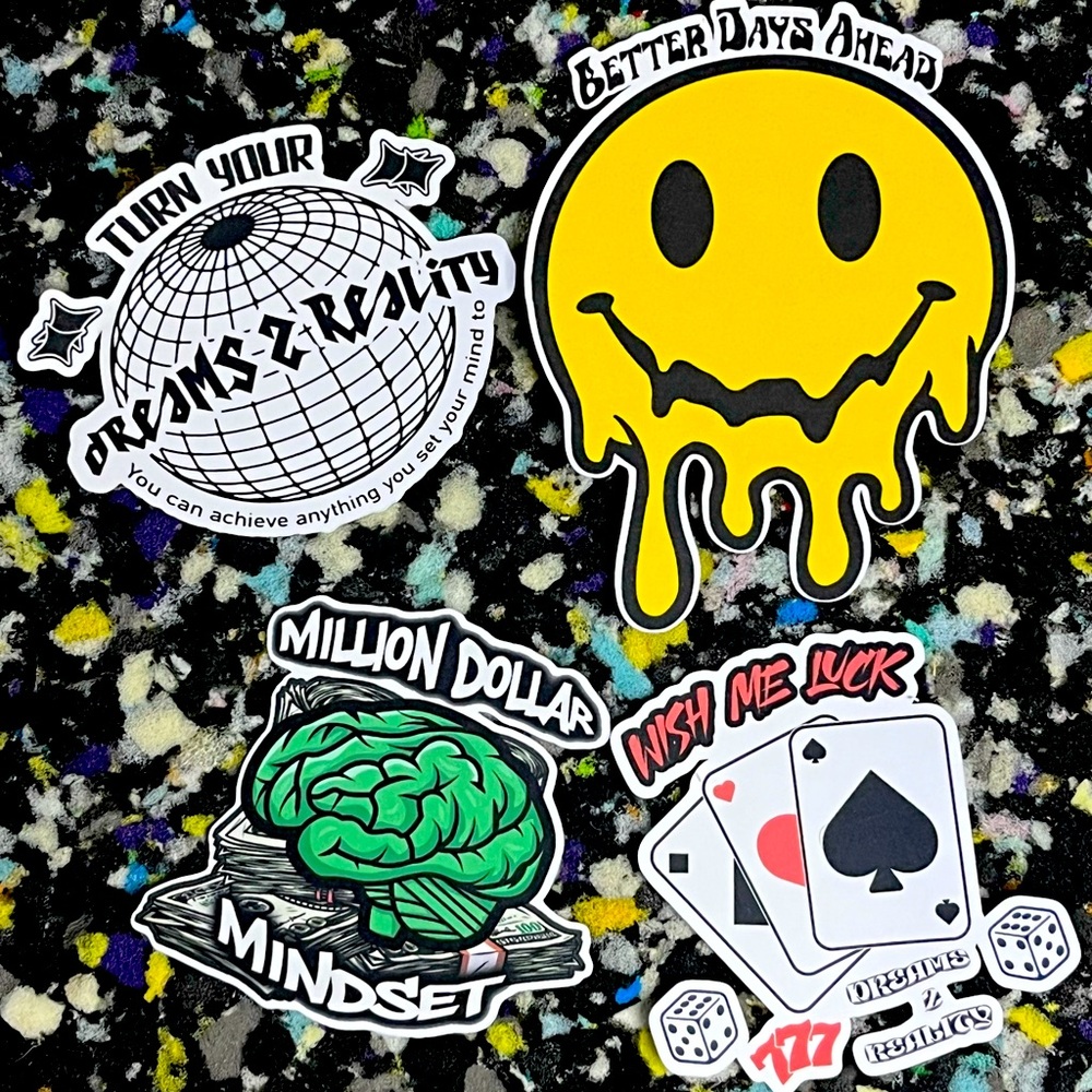Lot of 4 Y2K Stickers Cool Decals Street Graffiti Die Cut Aesthetic Stickers